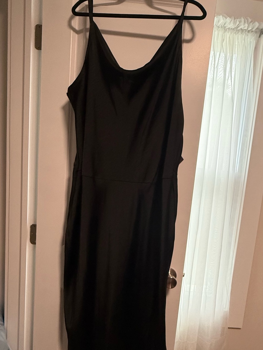 Ava & Viv Black Maxi Slip Dress with Thin Straps